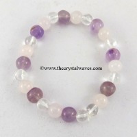 Rose Amethyst Crystal Quartz Round Beads Bracelet